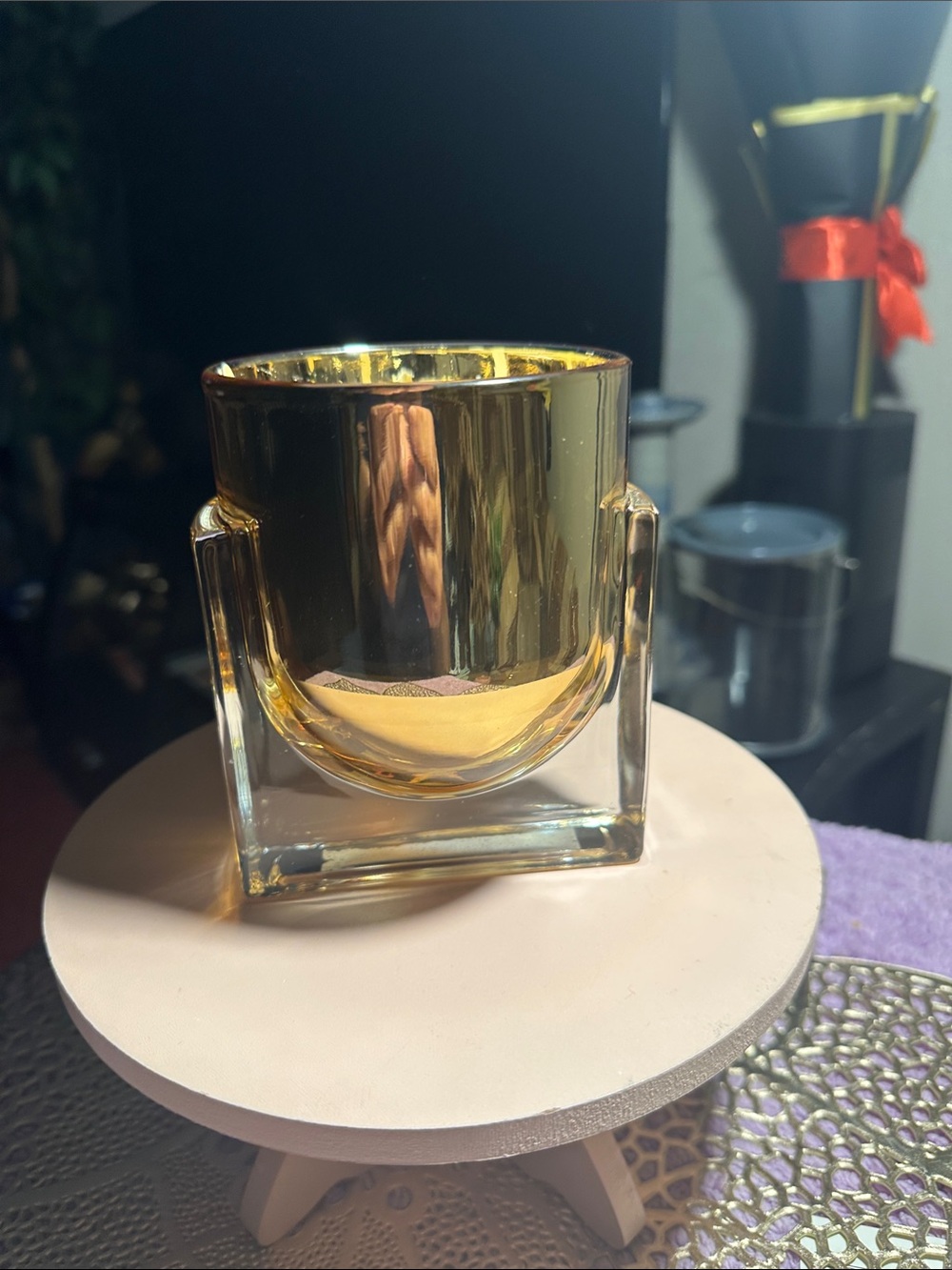 Gold Glass Tealight Holder - Sleek Decorative Votive
